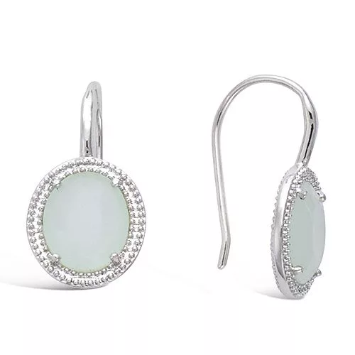 BO AG/RD FORME OVALE VERRE MILKY VERT SUR CROCHET