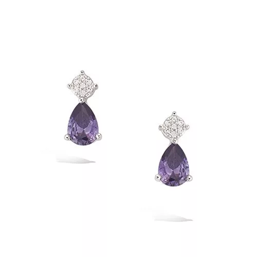 BO AG/RD FORME GOUTTE OXYDE COULEUR AMETHYSTE ET BLANC