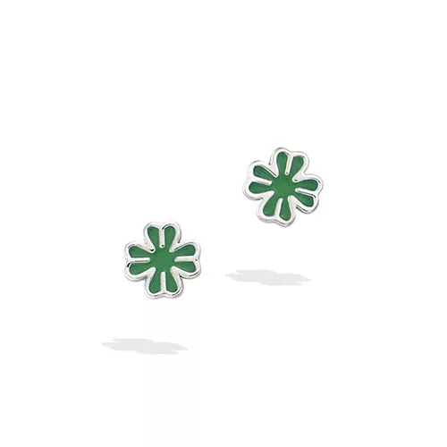 BO AG/RD PUCE MOTIF TREFLE EMAIL VERT