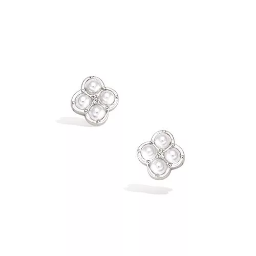 BO AG/RD PUCEMOTIF FLEUR PERLES SYNTHETIQUES BLANCHES