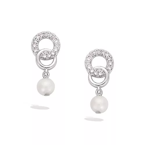 BO AG/RD DOUBLE CERCLES EVIDES OXYDES BLANCS + PERLES SYNTH BLANCHE