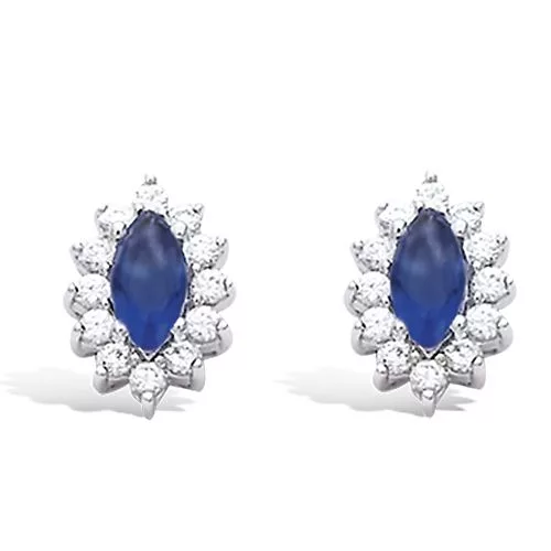 BO AG/RD FORME OVALE VERRE BLEU SAPHIR ENTOURAGE CZ