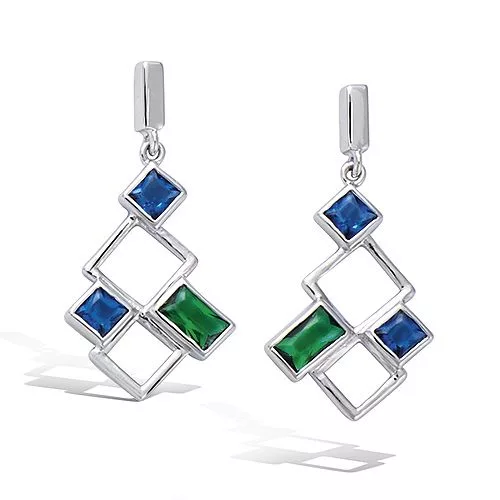 BO AG/RD FORME GEOMETRIQUE VERRE COULEUR SAPHIR ET EMERAUDE