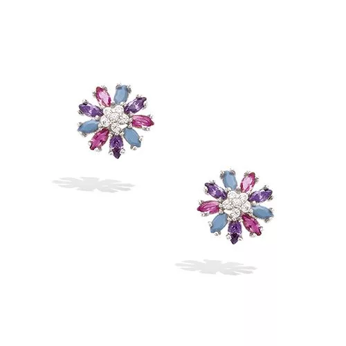 BO AG/RD FLEUR TURQUOISE SYNTHETIQUE FUSCHIA SYNTH ET OXYDE AMETHYSTE