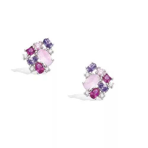 BO AG/RD CLUSTER FUSCHIA SYNTH OXYDE AMETHYSTE MILKY BLANC