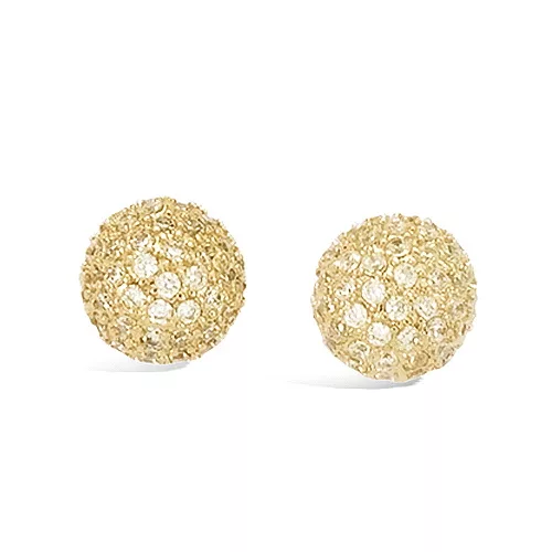BO P/OR BOULE 10MM PAVEE OXYDES BLANCS