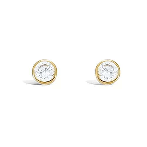 BO P/OR SOLITAIRE OXYDE BLANC SERTI CLOS 3MM