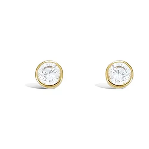 BO P/OR SOLITAIRE OXYDE BLANC SERTI CLOS 4MM