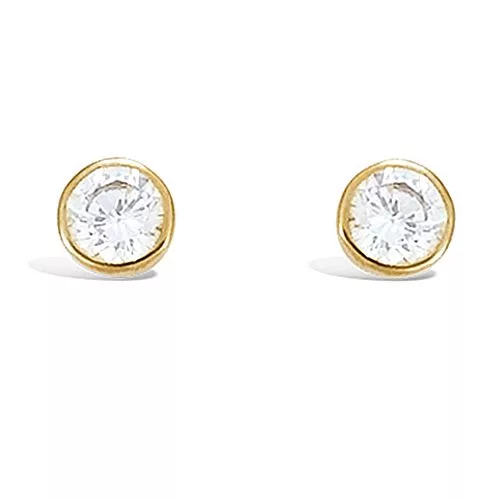 BO P/OR SOLITAIRE OXYDE BLANC SERTI CLOS 7MM