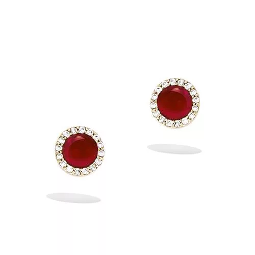 BO P/OR PUCE VERRE RUBIS ENTOURAGE OXYDES BLANCS