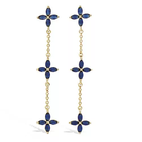 BO P/OR TRIO FLEURS VERRE BLEU SAPHIR