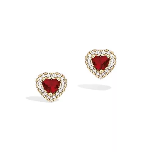 BO P/OR PUCE FORME COEUR VERRE RUBIS