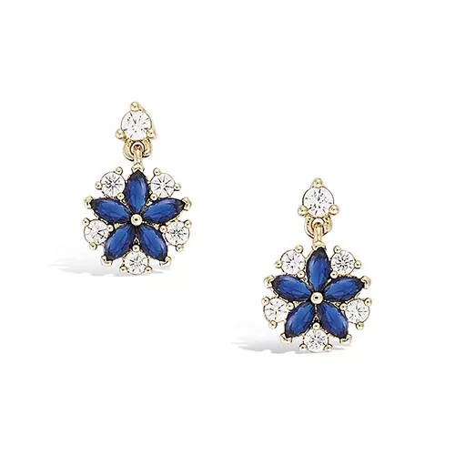 BO P/OR FLEUR BLEU SAPHIR SERTI GRIFFES