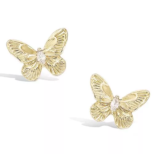 BO P/OR PUCE FORME PAPILLON OXYDES BLANCS