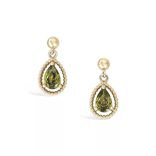 BO P/OR GOUTTE VERT OLIVE ENTOURAGE BOULES