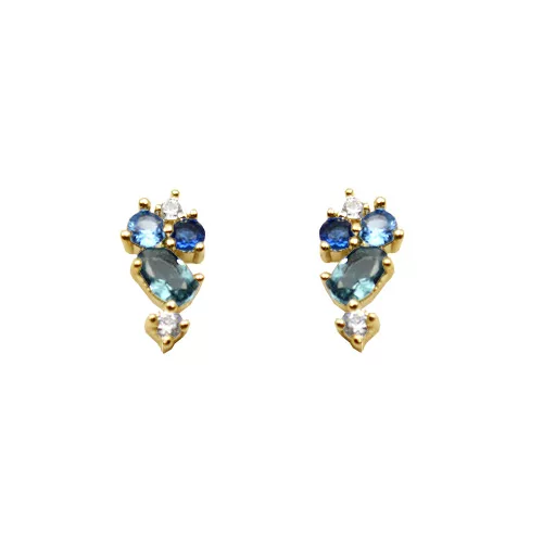 BO P/OR PUCE CLUSTER COULEUR TONS BLEUS + CZ