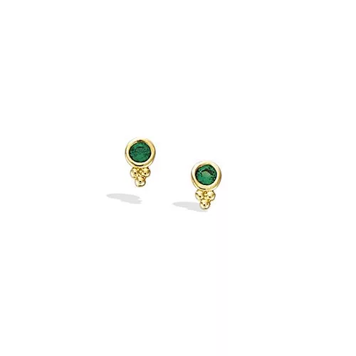 BO P/OR PUCE VERT EMERAUDE SYNTH SERTI CLOS ROND