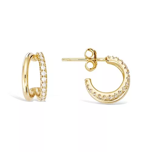 BO P/OR CREOLE DOUBLE RANG LISSE ET CZ