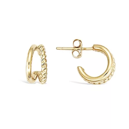 BO P/OR CREOLE DOUBLE RANG TORSADE ET LISSE