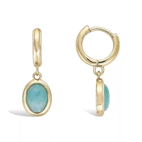 BO P/OR PENDANTE AMAZONITE VERITABLE SERTI CLOS