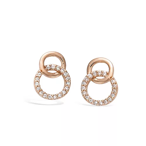 BO P/OR ROSE DOUBLE CERCLE ENTRELACE OXYDES BLANCS ( DISCONTINU )