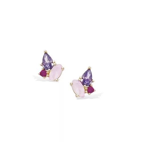 BO P/OR PUCE CLUSTER MILKY WHITE AMETHYSTE FUSCHIA CZ