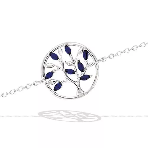 BRA AG/RD CERCLE + ARBRE DE VERRE BLEU SAPHIR
