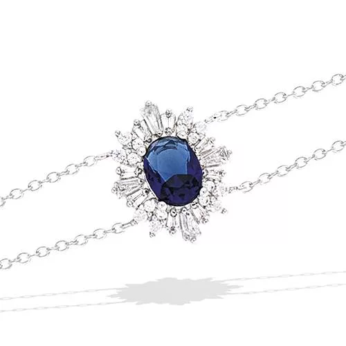 BRA AG/RD FLEUR VERRE BLEU SAPHIR + OXYDES BLANCS