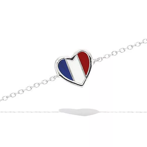 BRA AG/RD FORME COEUR DRAPEAU DE LA FRANCE