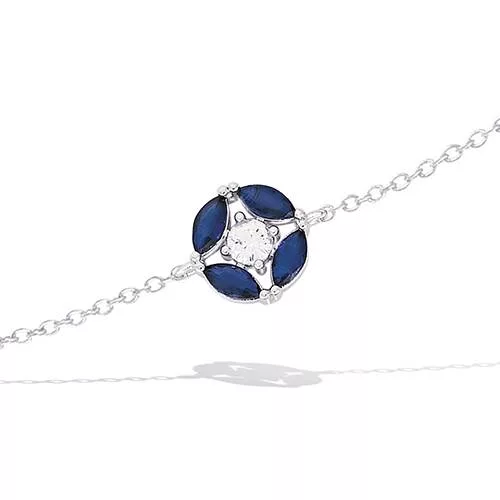 BRA  AG/RD FORME RONDE PIERRES MARQUISES BLEU SAPHIR SERTI GRIFFES