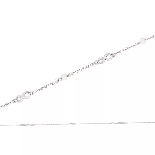 BRA  AG/RD MOTIF INFINI LISSE + PERLES SYNTHETIQUES BLANCHES