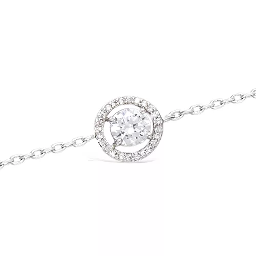 BRA AG/RD ROND SOLITAIRE OXYDES BLANCS