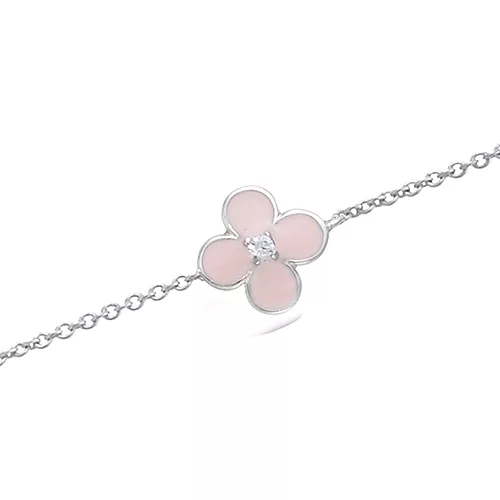 BRA AG/RD ENFANT FORME FLEUR EMAIL ROSE AVEC CZ