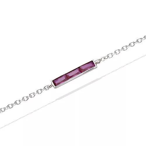 BRA AG/RD TRILOGIE PIERRES BAGUETTES COULEUR FUCHSIA