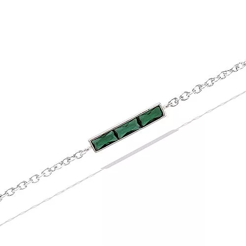 BRA AG/RD TRILOGIE PIERRES BAGUETTES COULEUR VERT EMERAUDE