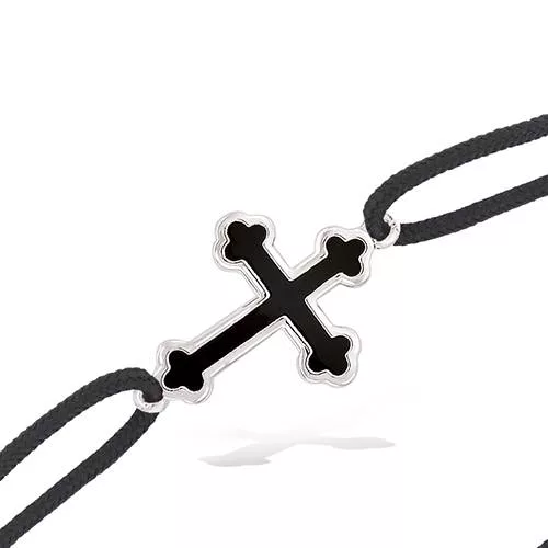 BRA AG/RD CORDE REGLABE NOIRE + CROIX LACQUE NOIRE 14*32