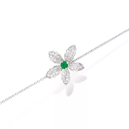 BRA AG/RD FLEUR PAVEE VERRE EMERAUDE