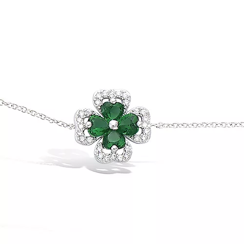 BRA AG/RD TREFLE VERRE EMERAUDE ENTOURAGE CZ
