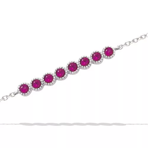 BRA AG/RD BARRETTE AVEC PIERRES RONDES SERTI CLOS EN FUSCHIA