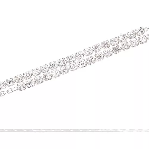 BRA AG/RD DOUBLE RIVIERE OXYDES BLANCS CHAINE REGLABLE