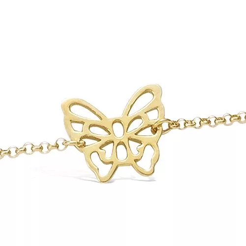 BRACELET P/OR MAILLE JASERON PAPILLON AJOURE