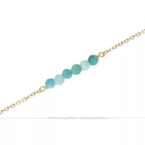 BRA P/OR CHAINE SIX BILLES AMAZONITE VERITABLE
