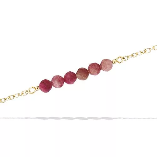 BRA P/OR CHAINE SIX BILLES RODHONITE VERITABLE