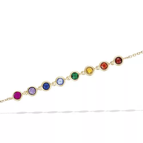 BRA P/OR PIERRES COULEURS ARC EN CIEL SERTI CLOS