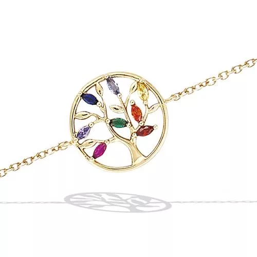 BRA P/OR CERCLE + ARBRE DE VIE ARC EN CIEL