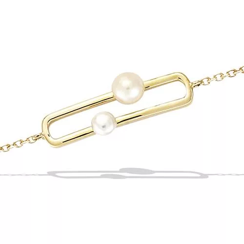 BRA P/OR FORME RECTANGLE EVIDE + PERLES D EAU DOUCE