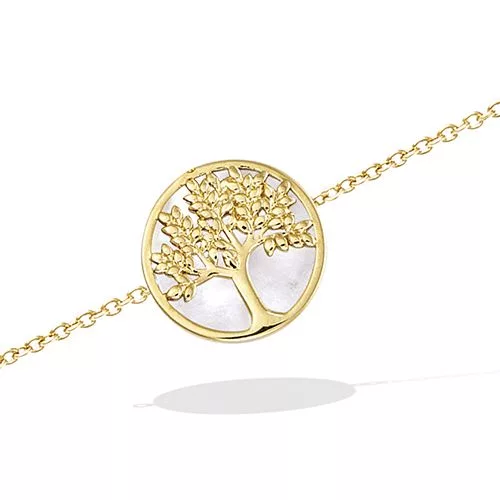 BRA P/OR ARBRE DE VIE SUR NACRE BLANCHE