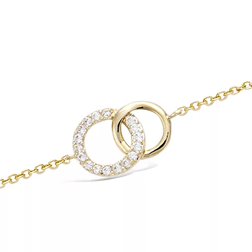 BRA P/OR DOUBLE CERCLE ENTRELACE OXYDES BLANCS