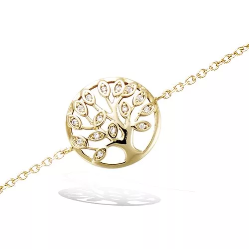 BRA P/OR FORME RONDE MOTIF ARBRE DE VIE OXYDES BLANCS