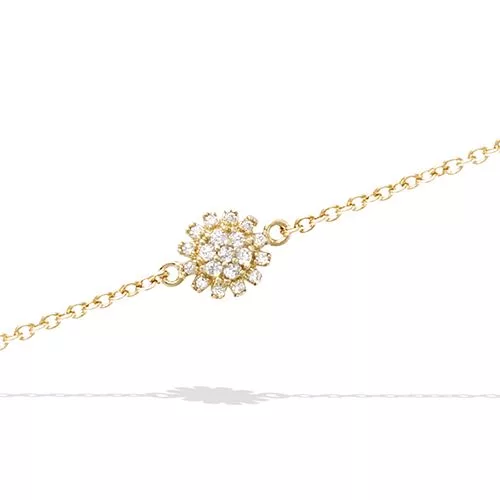 BRA P/OR FORME RONDE MOTIF FLEUR OXYDES BLANCS